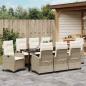 Preview: Garten Essgruppe mit Kissen 9 pcs Beige Poly-Rattan