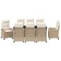 Preview: Garten Essgruppe mit Kissen 9 pcs Beige Poly-Rattan