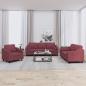Preview: ARDEBO.de - 3-tlg. Sofagarnitur mit Kissen Weinrot Stoff