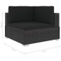 Preview: Modular-Sofa-Eckteil 1 Stk. + Auflagen Poly Rattan Schwarz