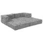 Preview: 2-Sitzer Modularer Pouffe Sofa Umwandelbar Hellgrau Stoff