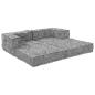Preview: 2-Sitzer Modularer Pouffe Sofa Umwandelbar Hellgrau Stoff