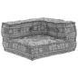 Preview: 2-Sitzer Modularer Pouffe Sofa Umwandelbar Hellgrau Stoff