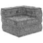Preview: 2-Sitzer Modularer Pouffe Sofa Umwandelbar Hellgrau Stoff