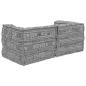Preview: 2-Sitzer Modularer Pouffe Sofa Umwandelbar Hellgrau Stoff