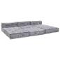 Preview: 4-Sitzer Modul-Pouffe Sofa Umbaubar Hellgrau Stoff