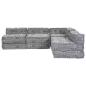 Preview: 4-Sitzer Modul-Pouffe Sofa Umbaubar Hellgrau Stoff