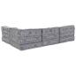 Preview: 4-Sitzer Modul-Pouffe Sofa Umbaubar Hellgrau Stoff