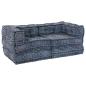 Preview: ARDEBO.de - 2-Sitzer Modul Pouffe Sofa Umwandelbar Indigo Stoff