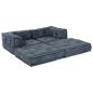 Preview: 2-Sitzer Modul Pouffe Sofa Umwandelbar Indigo Stoff