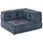 Preview: 2-Sitzer Modul Pouffe Sofa Umwandelbar Indigo Stoff
