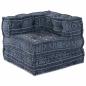 Preview: 2-Sitzer Modul Pouffe Sofa Umwandelbar Indigo Stoff