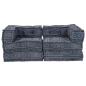 Preview: 2-Sitzer Modul Pouffe Sofa Umwandelbar Indigo Stoff