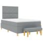 Preview: Boxspringbett mit Matratze & Bank Hellgrau 120x190 cm Stoff