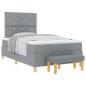 Preview: Boxspringbett mit Matratze & Bank Hellgrau 120x190 cm Stoff