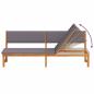 Preview: Sonnenliege Grau mit natürlichem Holz Solides Holz mit Stoffkissen