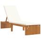 Preview: Gepolsterte Sonnenliege Hellbraun und Creme Massivholz und Polyester