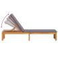 Preview: Sonnenliege mit Kissen Grau, Braun Massivholz, Polyesterkissen