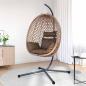 Preview: ARDEBO.de - Hängender Eierstuhlkorb mit Stand Kaffee Poly Rattan