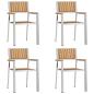 Preview: Stapelsessel 4 Stück Massivholz Teak und Metall