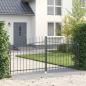 Preview: ARDEBO.de - Gartentor mit Spitzdach Doppelschwing Grau 150x300 cm Stahl