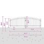 Preview: Gartentor mit Spear Top Doppelt schwenkbar Grau 100x400 cm Stahl