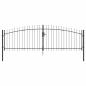 Preview: Gartentor mit Spear Top Doppelschwing Grau 125x400 cm Stahl