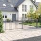 Preview: Gartentor mit Spear Top Doppelschwing Grau 125x400 cm Stahl