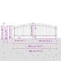 Preview: Gartentor mit Spear Top Doppelschwing Grau 125x400 cm Stahl