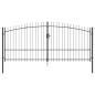 Preview: Gartentor mit Spear Top Doppelt schwenkbar Grau 175x400 cm Stahl
