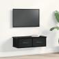 Preview: ARDEBO.de - Wandmontiertes Schubladenregal Schwarz Eiche 60x26x18,5cm Holzwerkstoff