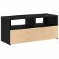 Preview: TV-Schrank mit LED Schwarz Eiche 90x35x40 cm Holzwerkstoff