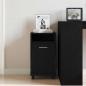 Preview: Sideboard mit Rollen aus schwarzem Eichenholz 33x38x60 cm aus Holzwerkstoff