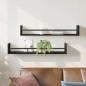 Preview: ARDEBO.de - Wandregale Set aus 2 Schwarz Eiche Holzwerkstoff Wandregale