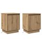 Preview: Nachttische Set von 2 Massivholz Eiche Spanplatte