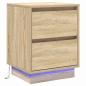Preview: Nachttische mit LED-Lichtern 2 Stück Sonoma Eiche 39x34.5x50 cm