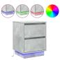 Preview: Nachttisch mit LED-Lichtern Beton Grau 39x34,5x50 cm