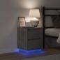 Preview: Nachttisch mit LED-Lichtern Beton Grau 39x34,5x50 cm