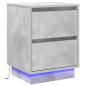 Preview: Nachttisch mit LED-Lichtern Beton Grau 39x34,5x50 cm