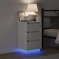 Preview: Nachttisch mit LED Weiß 39x34,5x65 cm Holzwerkstoff