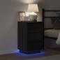 Preview: Nachttisch mit LED Schwarze Eiche 39x34,5x65 cm Holzwerkstoff