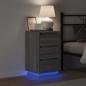 Preview: Nachttisch mit LED Grauer Sonoma 39x34,5x65 cm Holzwerkstoff