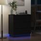 Preview: Nachttisch mit LED Schwarz Eiche 71x34,5x75 cm Holzwerkstoff