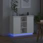 Preview: Sideboard mit LED in Weiß, 90x32x75 cm, aus Holzwerkstoff