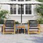 Preview: Gartenstühle mit Tisch 3er Set Schwarz aus Akazienholz