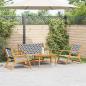 Preview: ARDEBO.de - Gartenstühle mit Tisch 4er Set Schwarz und Weiß aus massivem Akazienholz