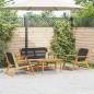 Preview: ARDEBO.de - 4-tlg. Garten-Sitzgruppe Schwarz Massivholz Akazie