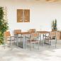 Preview: 7-teiliges Gartentisch-Set Grau Stahl und Akazienholz