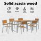 Preview: 7-teiliges Gartentisch-Set aus massivem Akazienholz und Metall