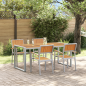 Preview: 5-teiliges Garten-Esszimmer-Set aus massivem Akazienholz und Metall